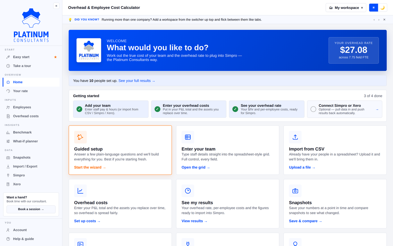 Multiple workspaces
